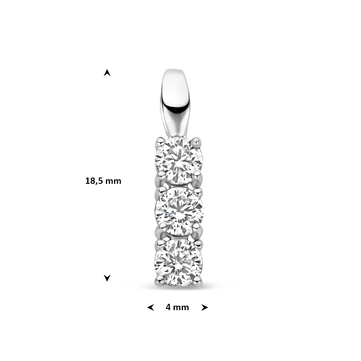 hanger zirkonia 18,5 mm zilver gerhodineerd