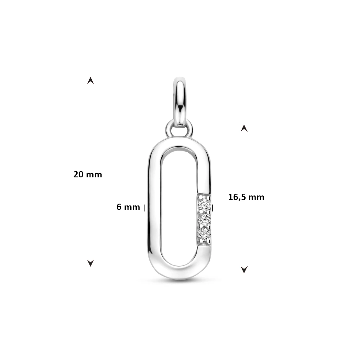 hanger zirkonia 20 mm zilver gerhodineerd