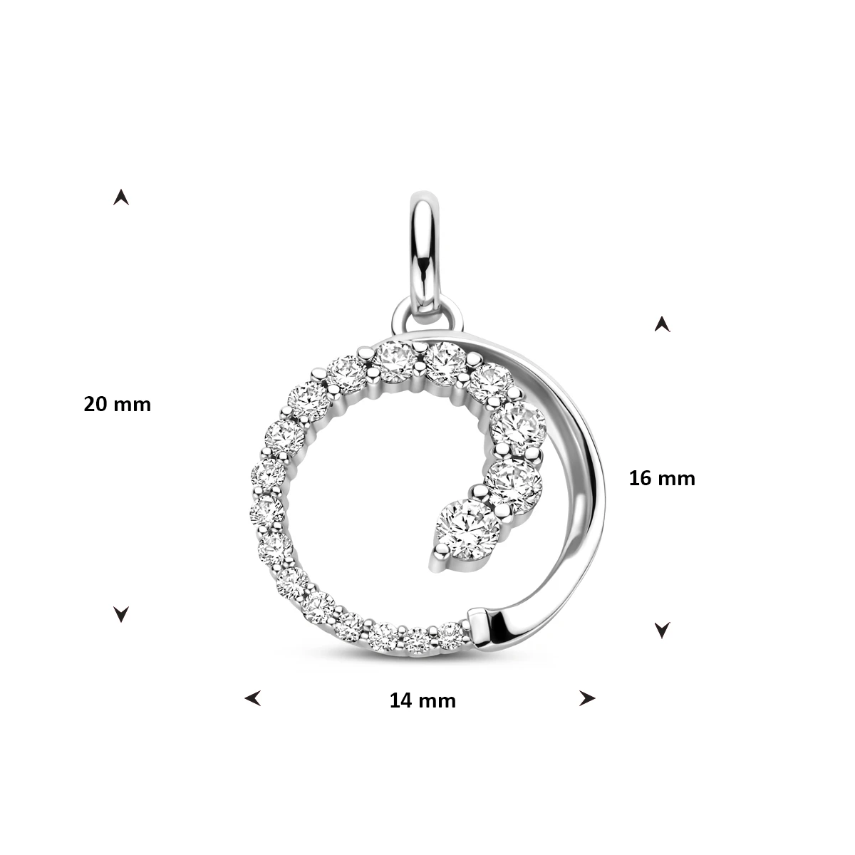 hanger zirkonia 20 mm zilver gerhodineerd