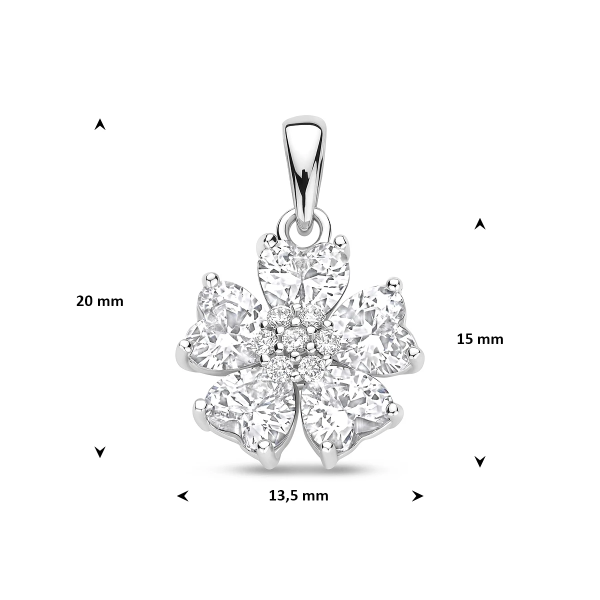 hanger zirkonia 20 mm zilver gerhodineerd
