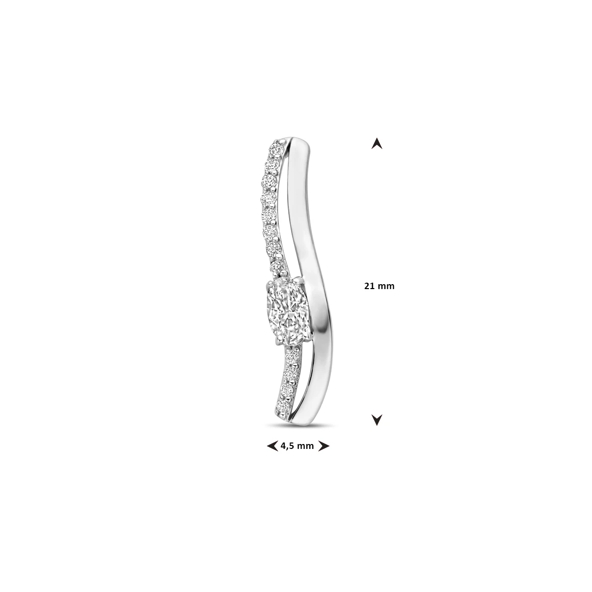 hanger zirkonia 21 mm zilver gerhodineerd