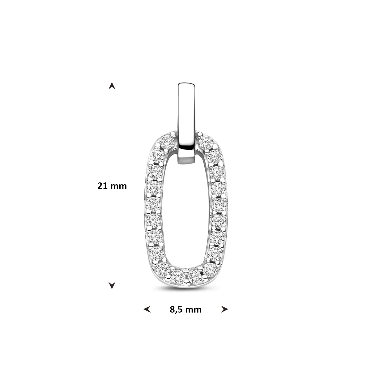 hanger zirkonia 21 mm zilver gerhodineerd