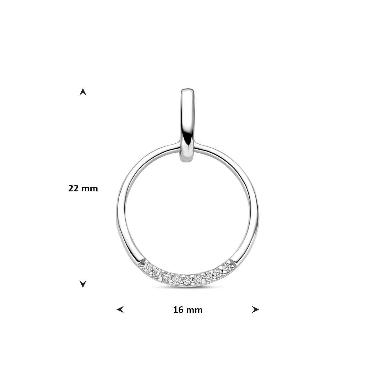hanger zirkonia 22 mm zilver gerhodineerd