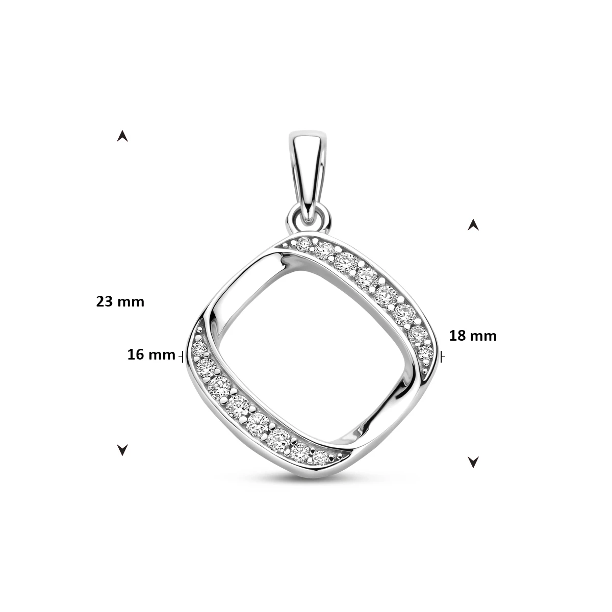 hanger zirkonia 23 mm zilver gerhodineerd