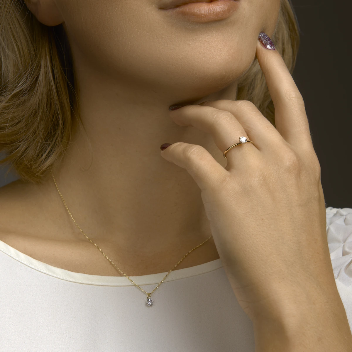 hanger zirkonia 9 mm 14K bicolor goud geel/wit