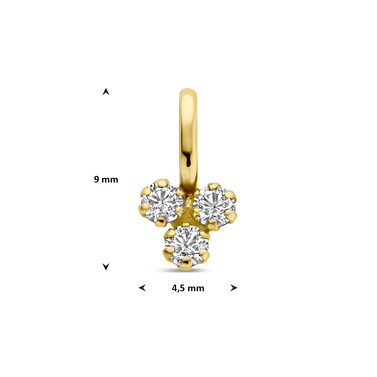 hanger zirkonia 9 mm 14K geelgoud