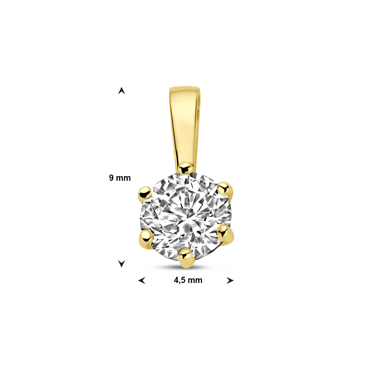 hanger zirkonia 9 mm 14K geelgoud