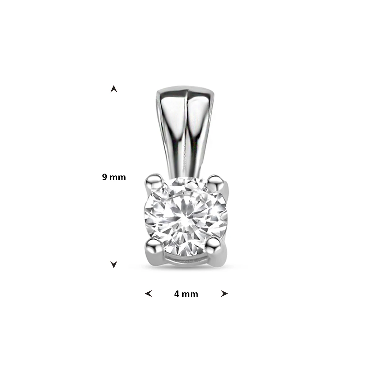 hanger zirkonia 9 mm zilver gerhodineerd