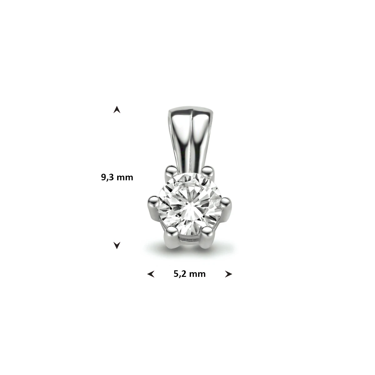 hanger zirkonia 9,3 mm zilver gerhodineerd