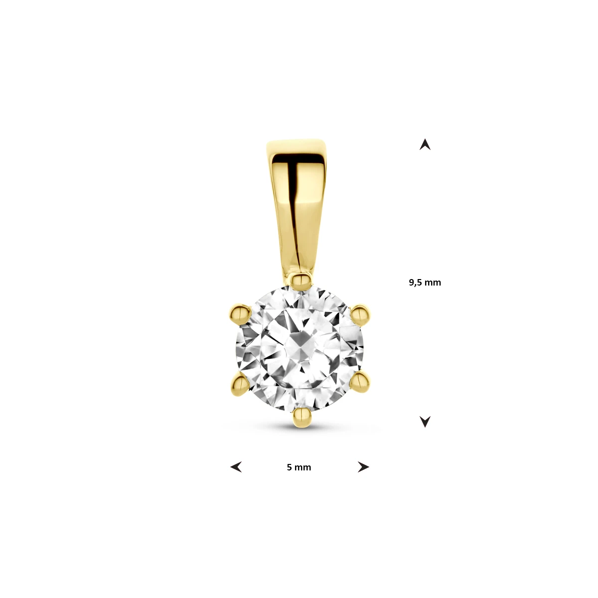 hanger zirkonia 9,5 mm 14K geelgoud