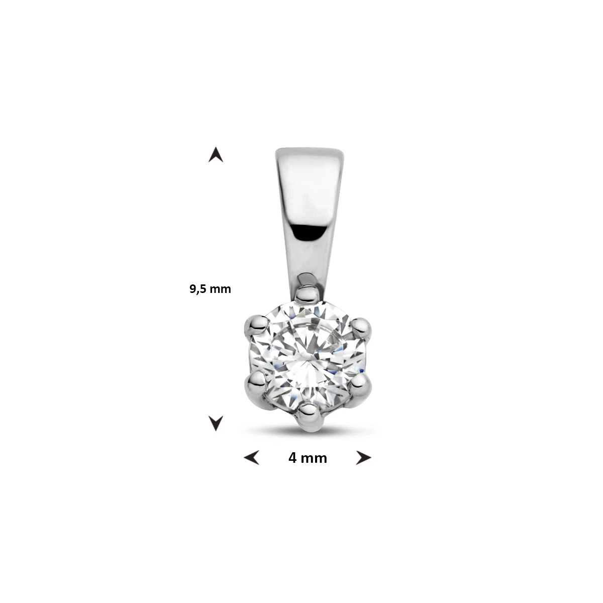 hanger zirkonia 9,5 mm 14K witgoud