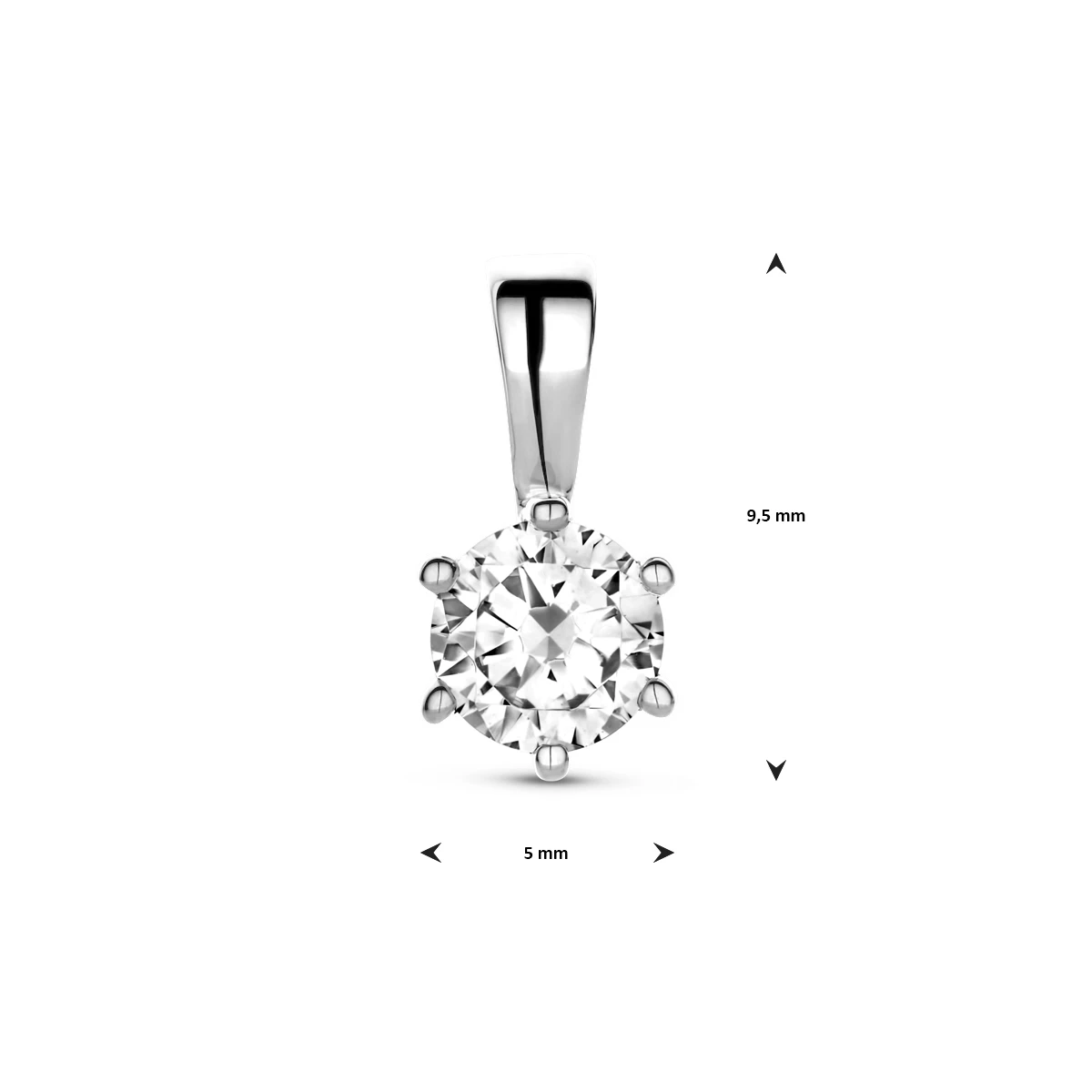 hanger zirkonia 9,5 mm 14K witgoud