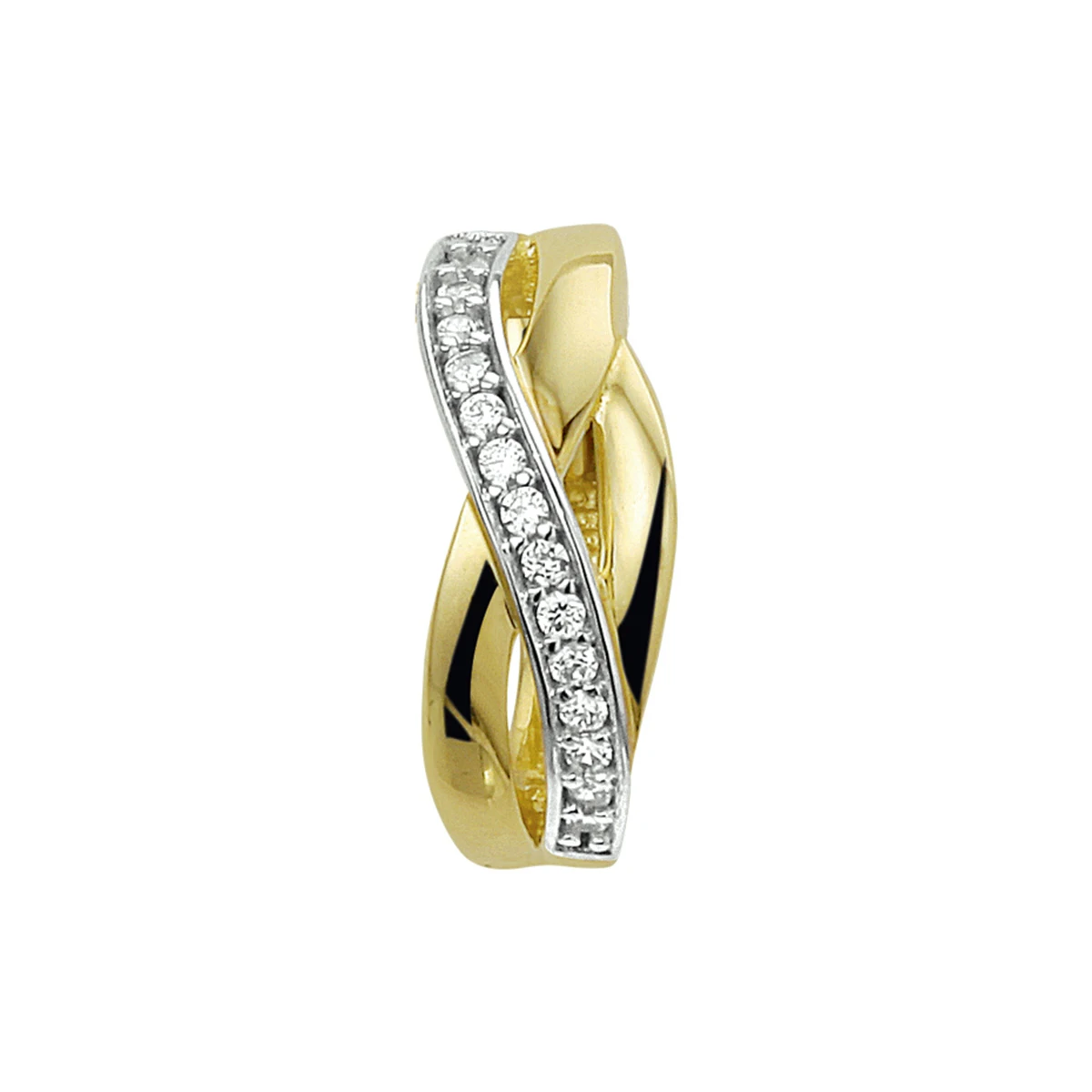 hanger zirkonia bicolor gestift 14K geelgoud