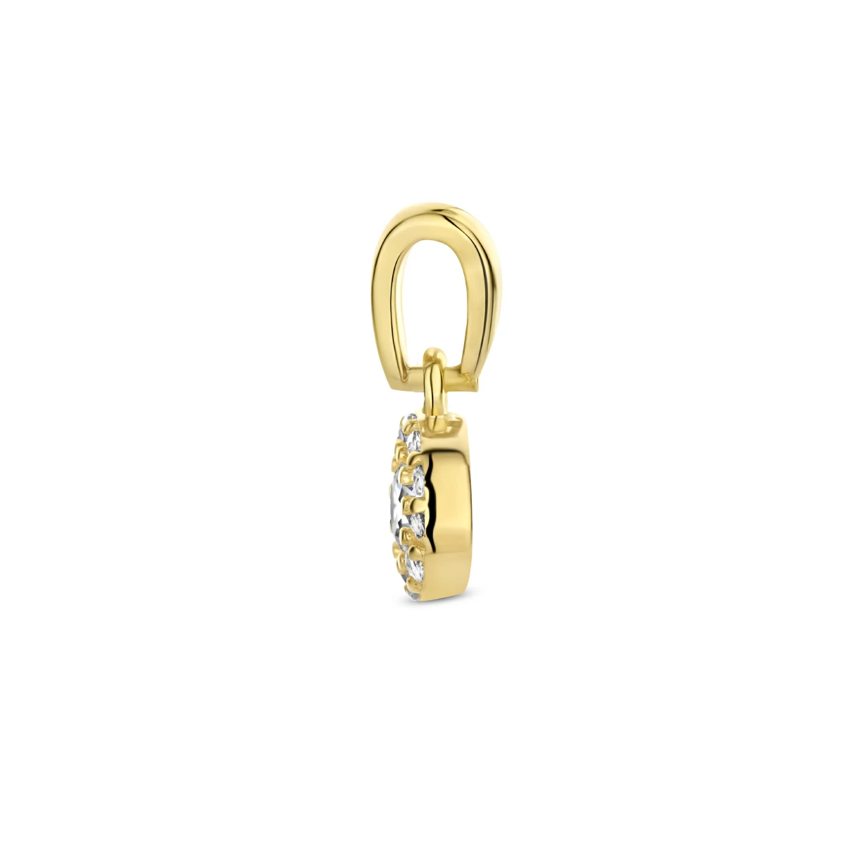 hanger zirkonia halo 12 mm 14K geelgoud