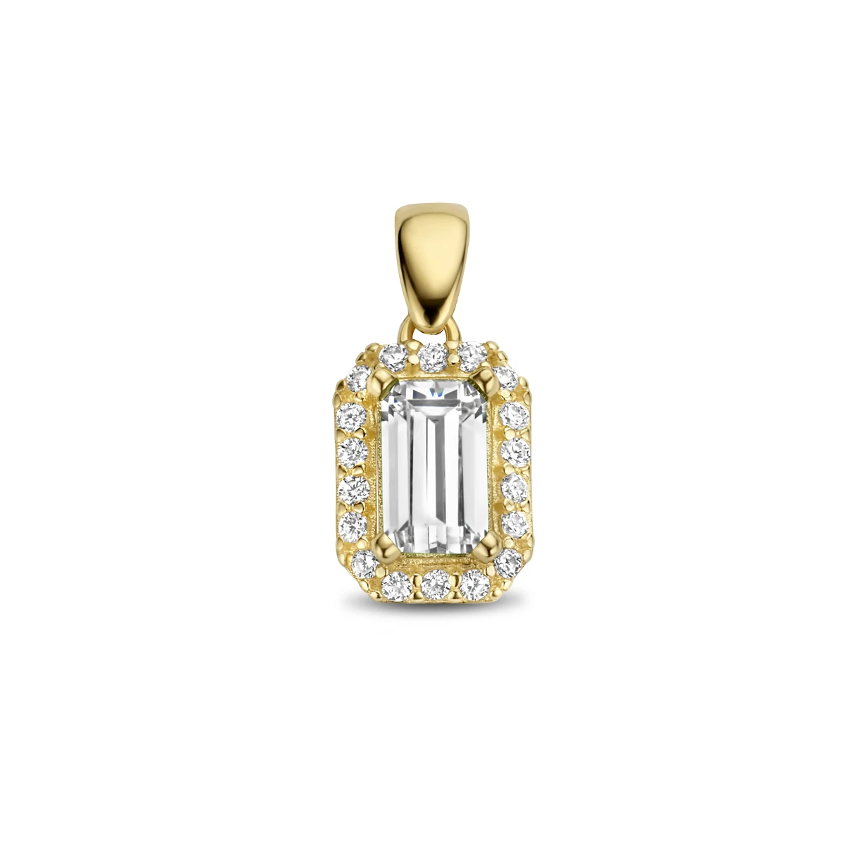 hanger zirkonia halo 12 mm 14K geelgoud