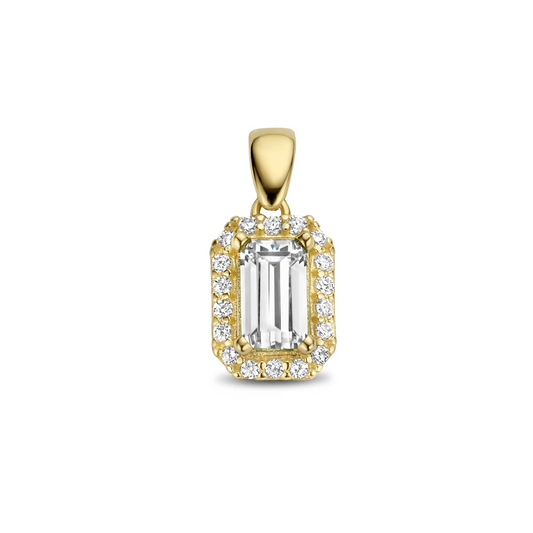 hanger zirkonia halo 12 mm 14K geelgoud