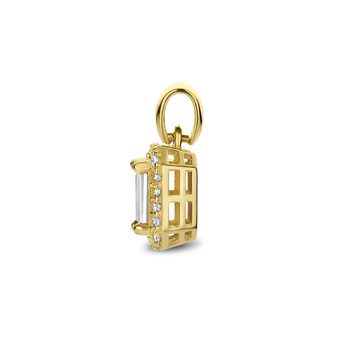 hanger zirkonia halo 12 mm 14K geelgoud