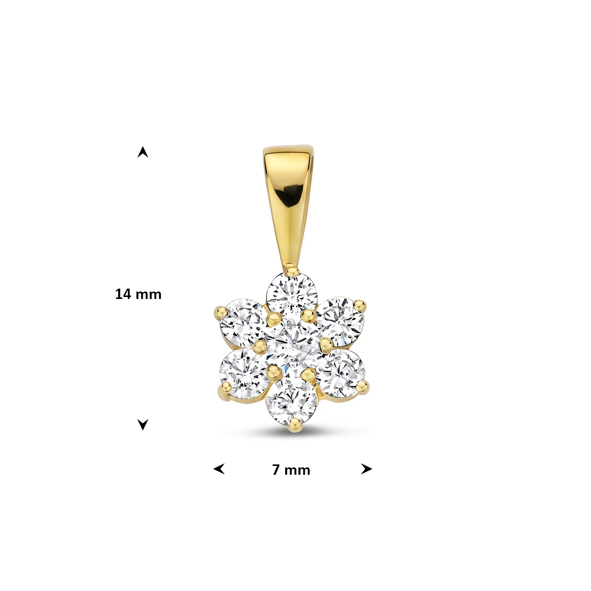 hanger zirkonia halo 14K geelgoud