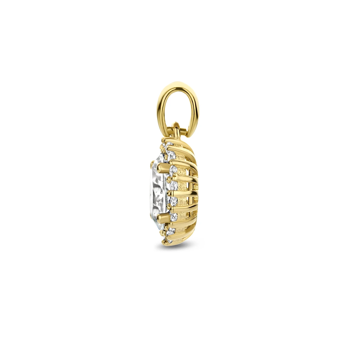hanger zirkonia halo 14K geelgoud