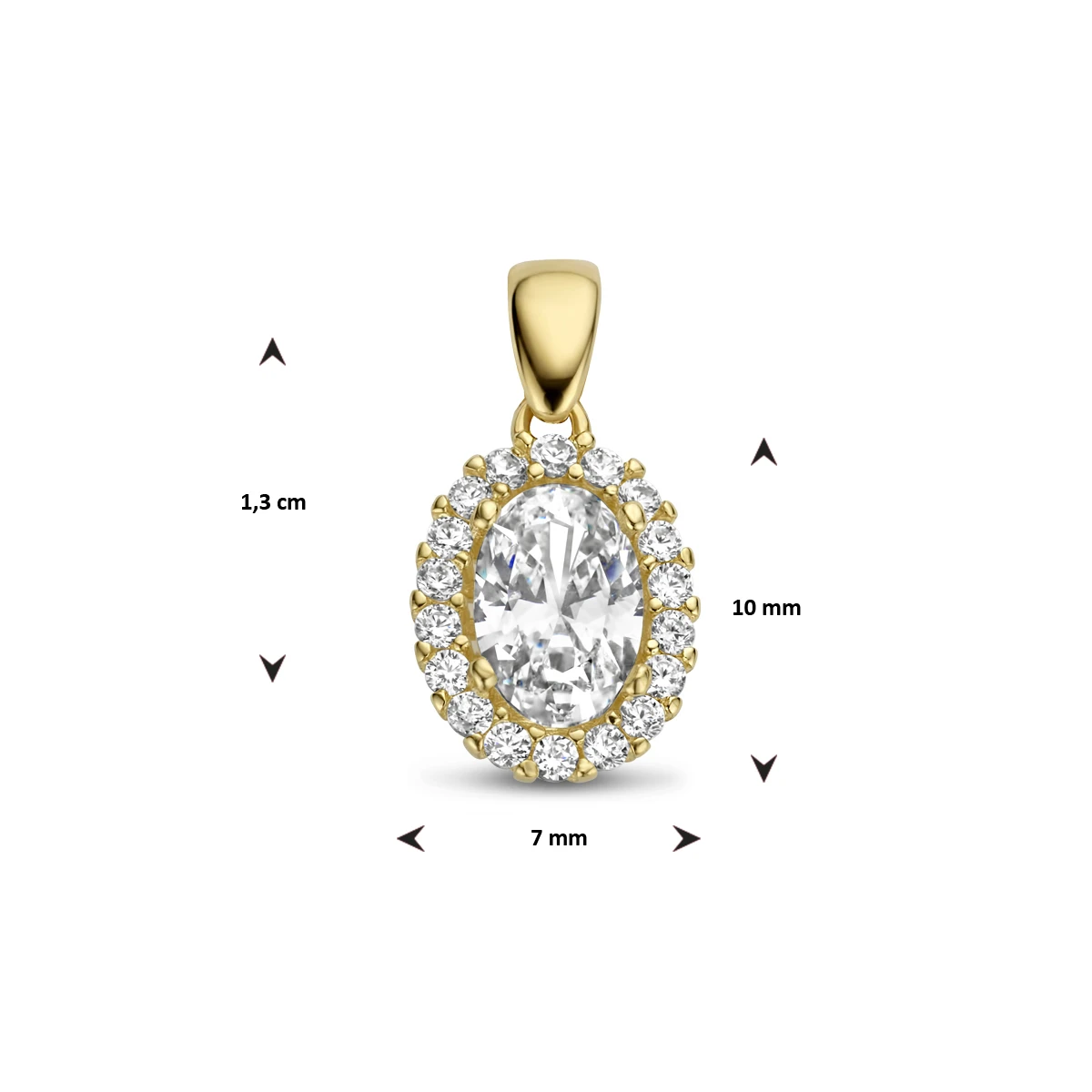 hanger zirkonia halo 14K geelgoud