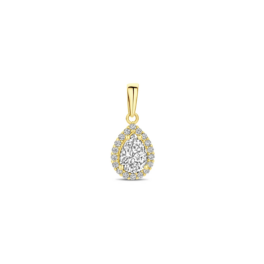 hanger zirkonia halo 16,5 mm 14K geelgoud