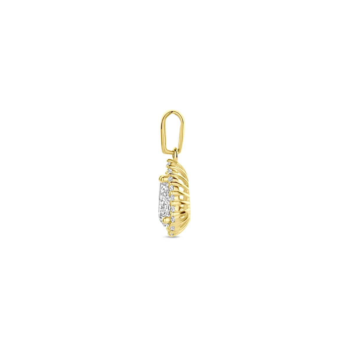 hanger zirkonia halo 16,5 mm 14K geelgoud