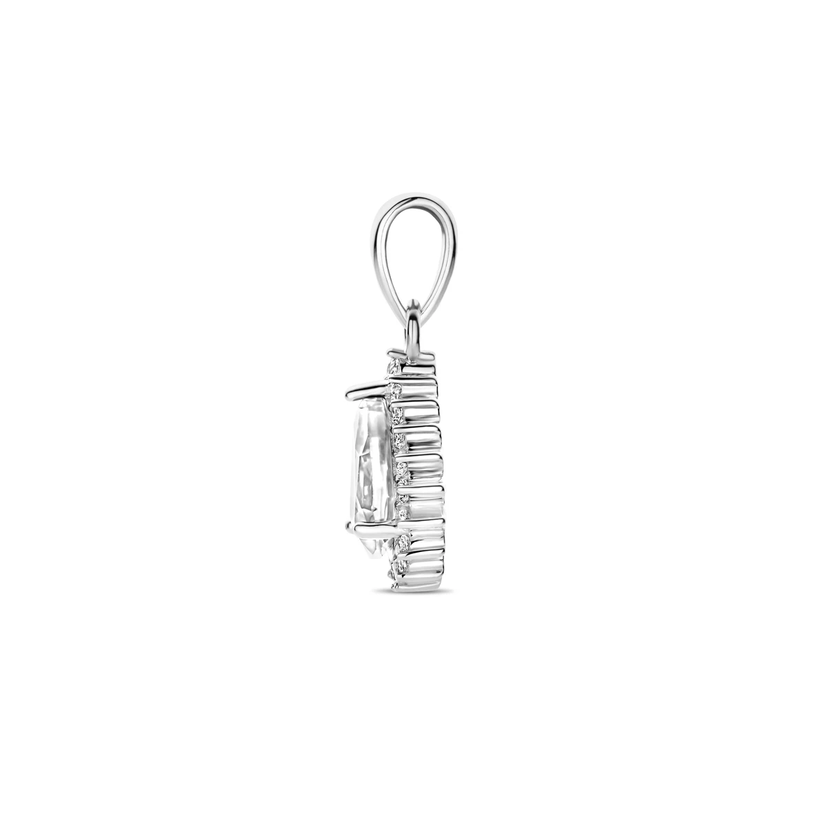 hanger zirkonia halo 19 mm zilver gerhodineerd
