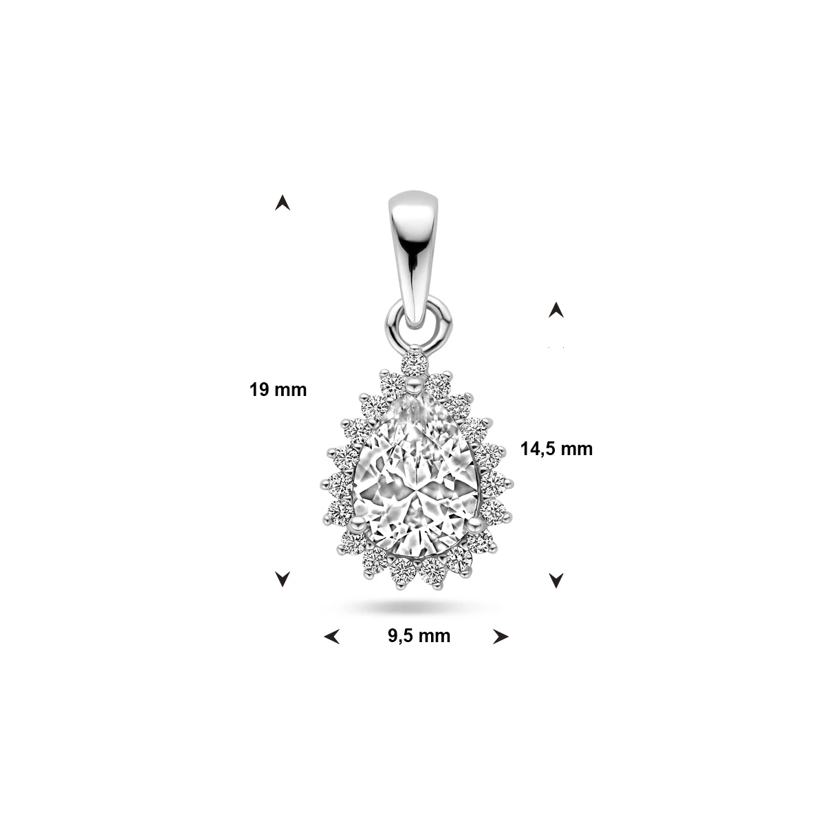 hanger zirkonia halo zilver gerhodineerd