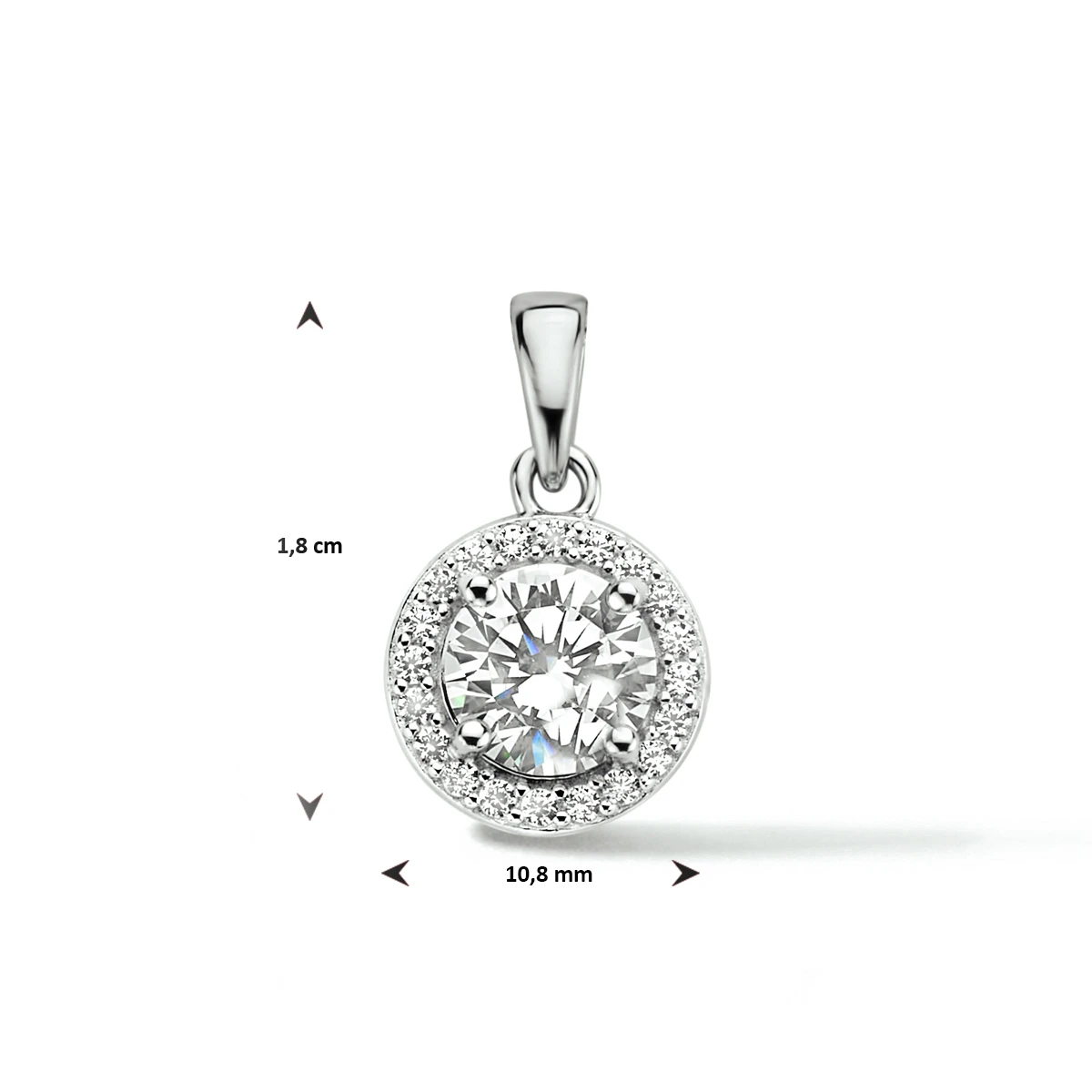 hanger zirkonia halo zilver gerhodineerd