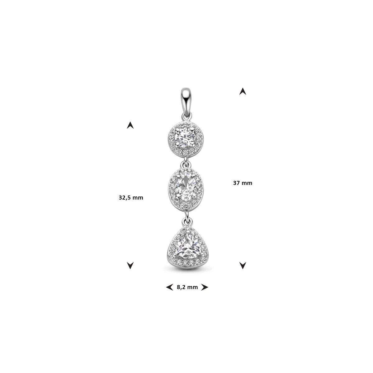 hanger zirkonia halo zilver gerhodineerd