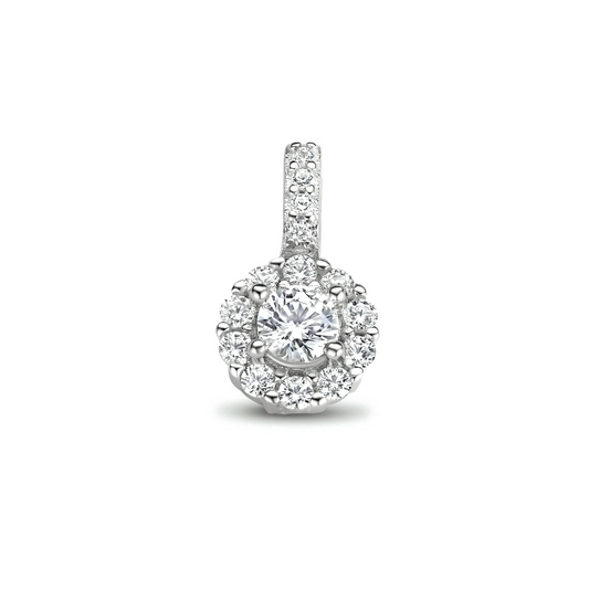 hanger zirkonia halo zilver gerhodineerd