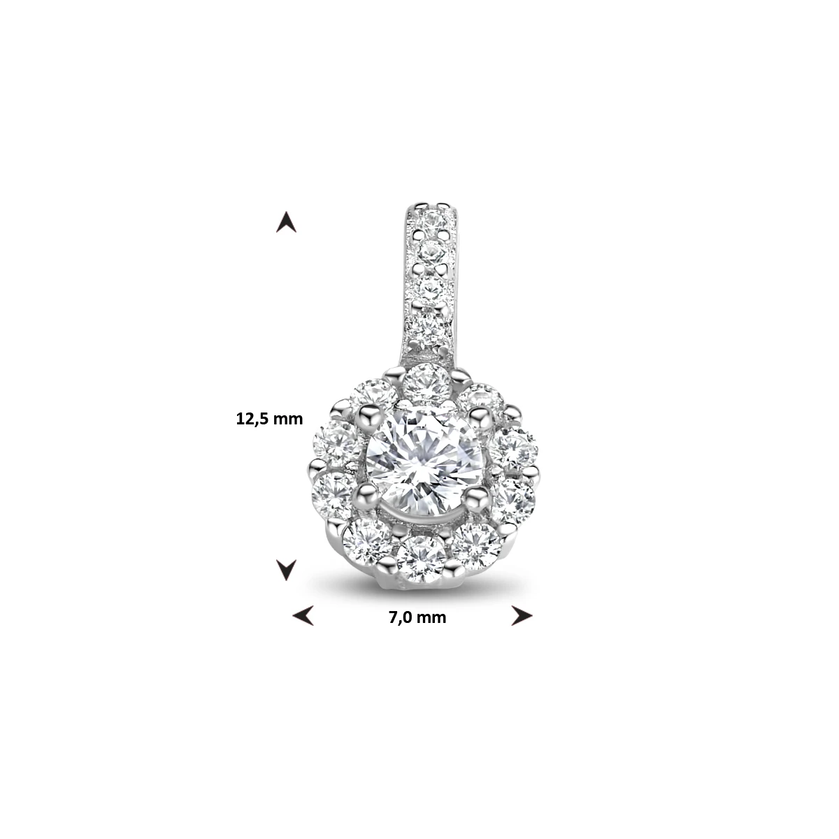 hanger zirkonia halo zilver gerhodineerd