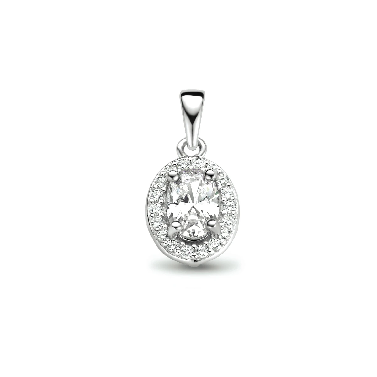 hanger zirkonia halo zilver gerhodineerd