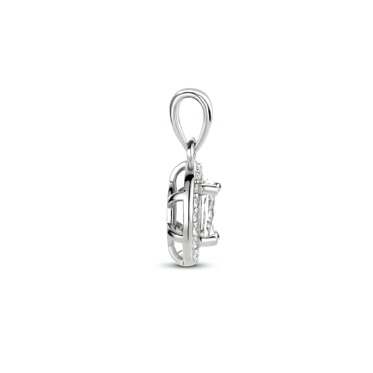hanger zirkonia halo zilver gerhodineerd