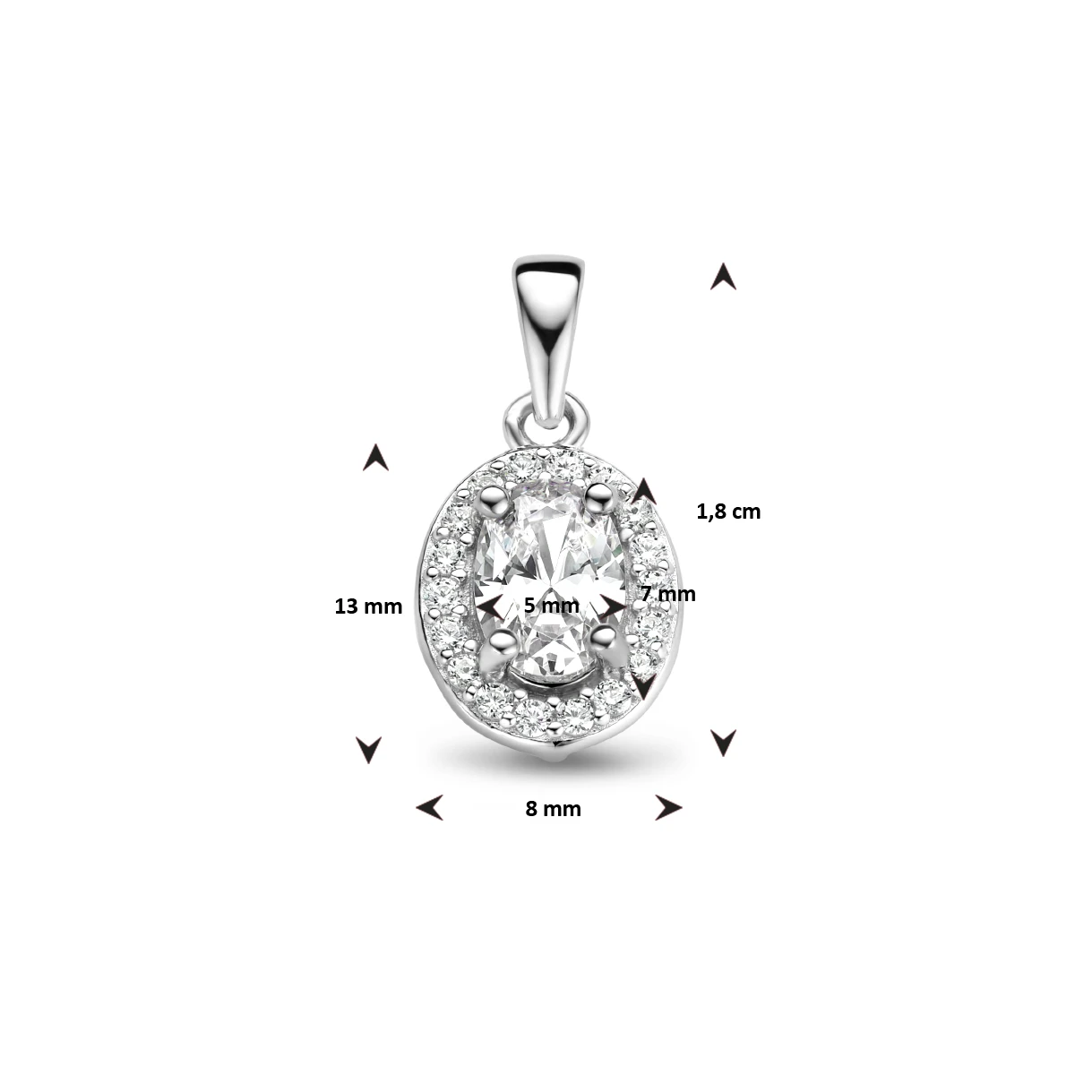 hanger zirkonia halo zilver gerhodineerd