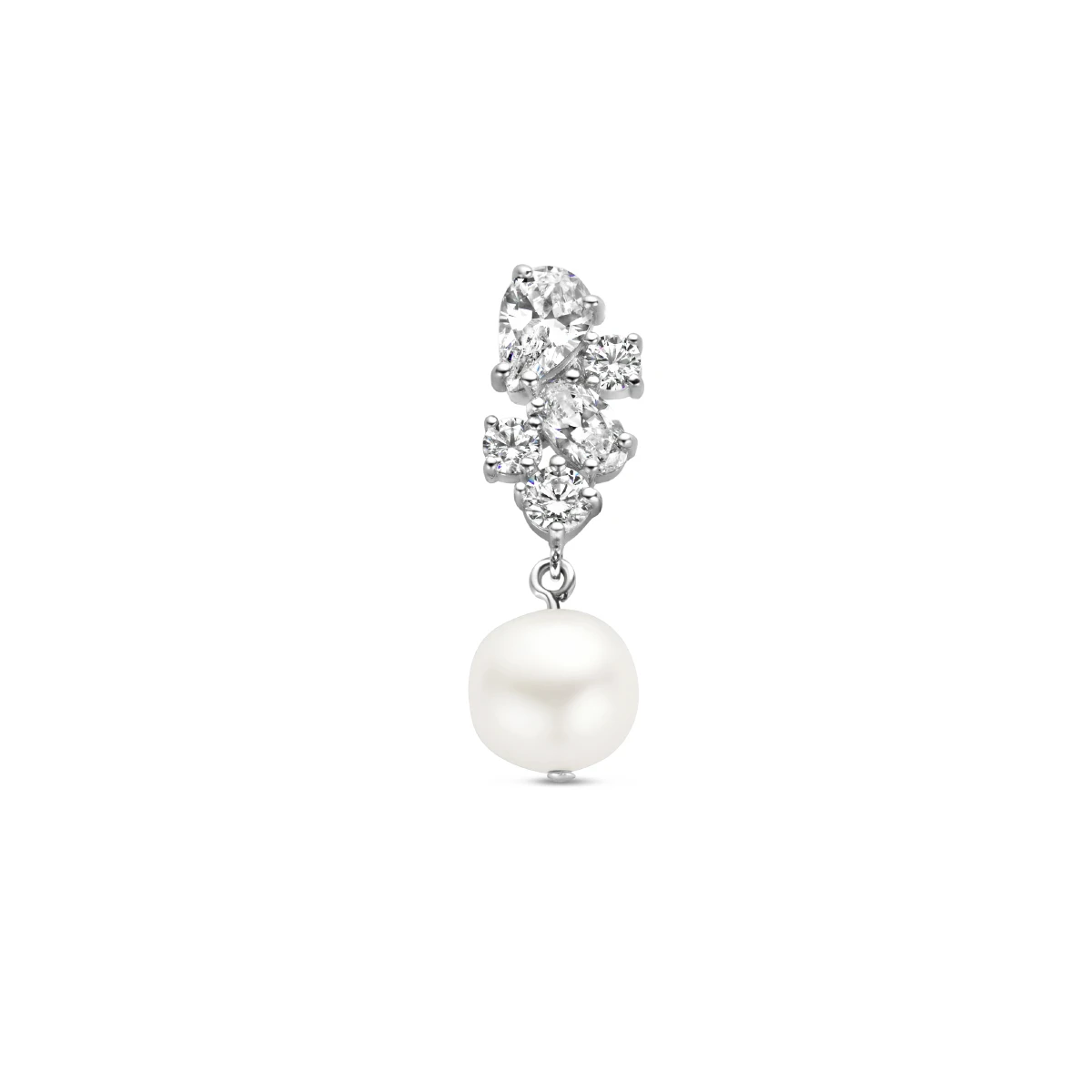 hanger zirkonia parel 12 mm zilver gerhodineerd