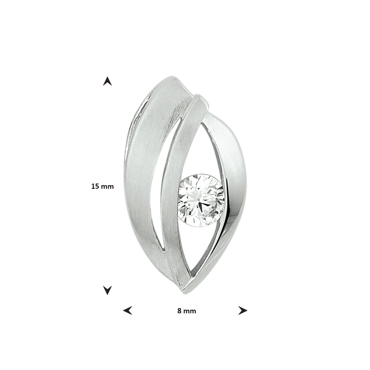 hanger zirkonia poli/mat zilver gerhodineerd