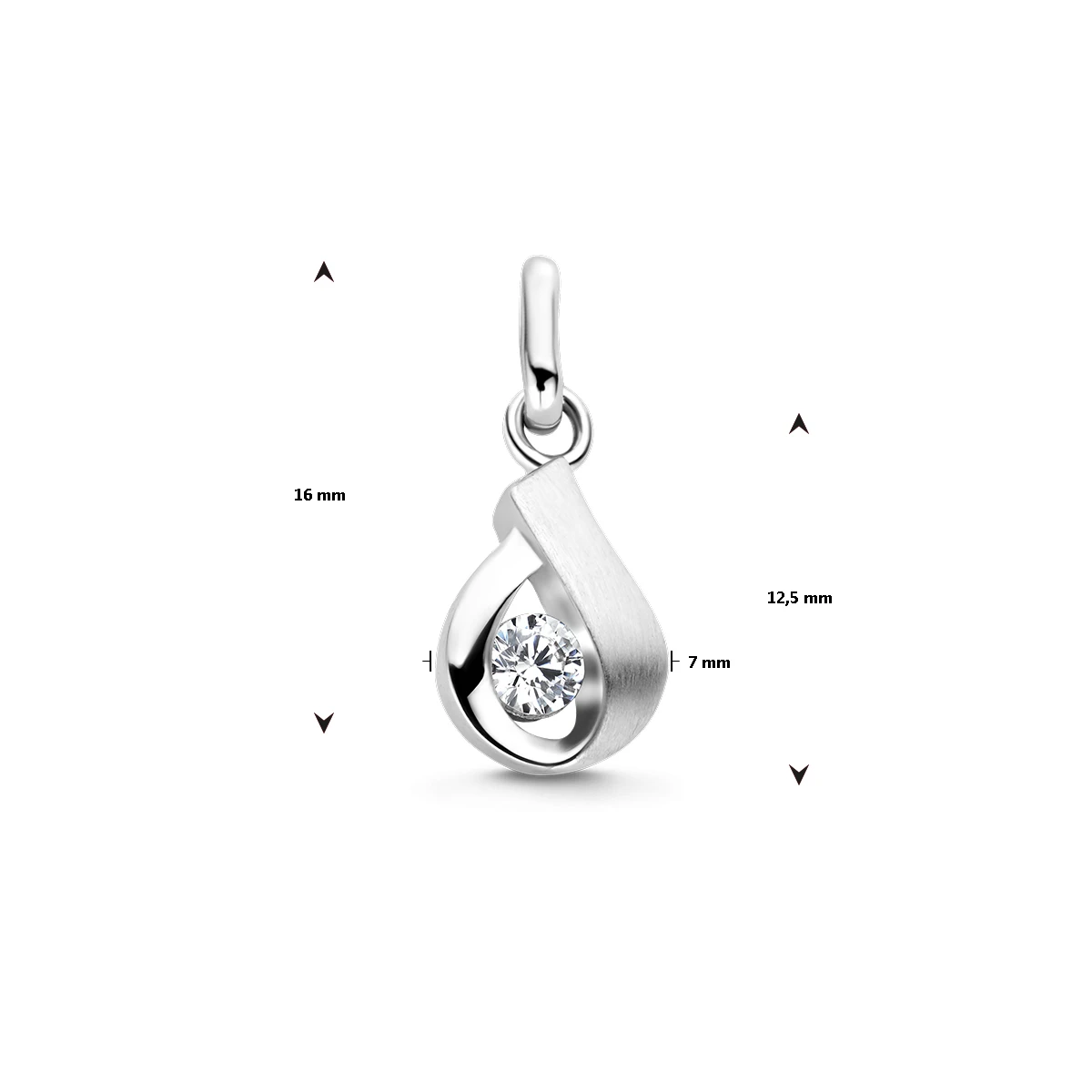 hanger zirkonia poli/mat zilver gerhodineerd