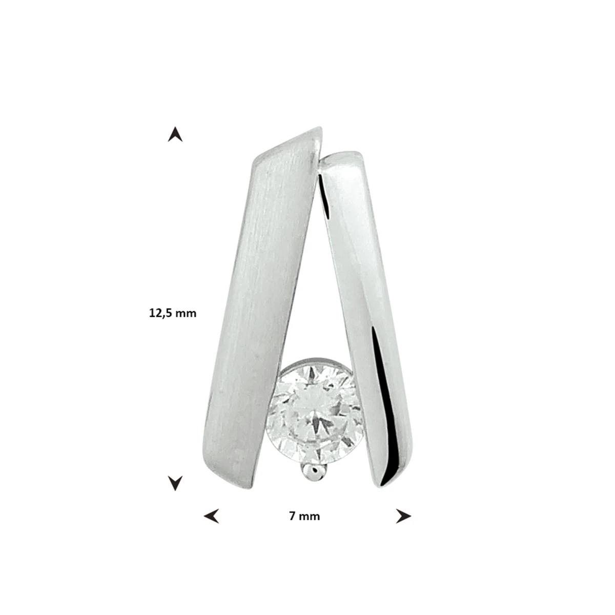 hanger zirkonia poli/mat zilver gerhodineerd