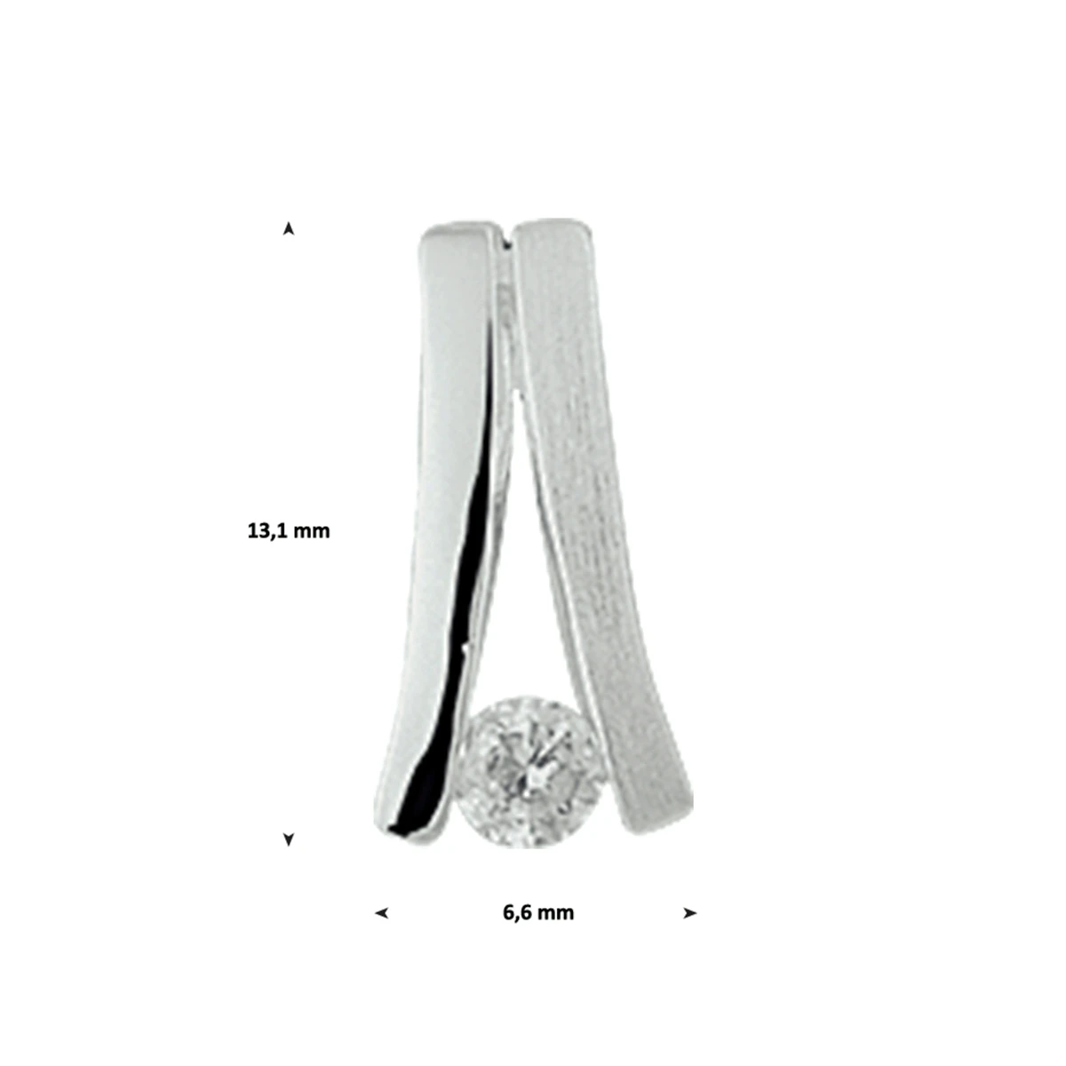 hanger zirkonia poli/mat zilver gerhodineerd