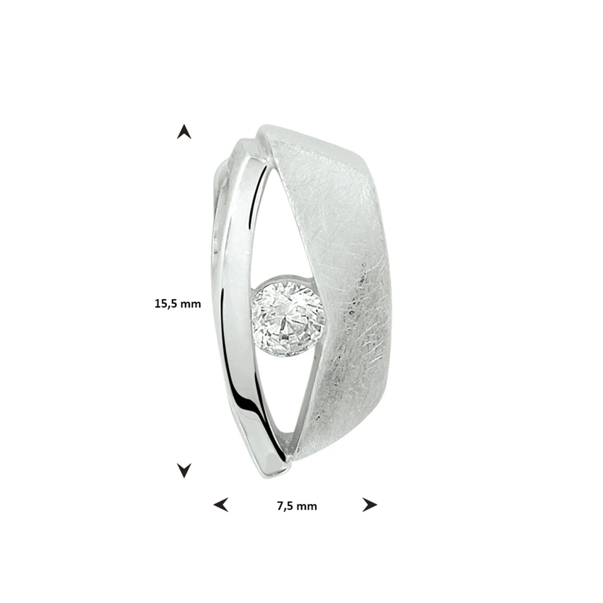 hanger zirkonia poli/mat zilver gerhodineerd