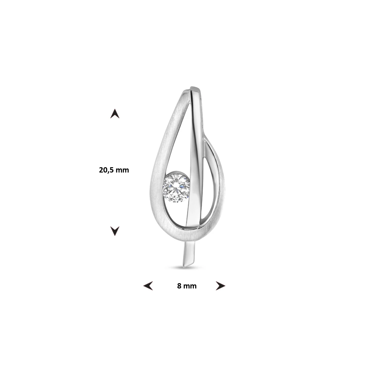 hanger zirkonia poli/mat zilver gerhodineerd