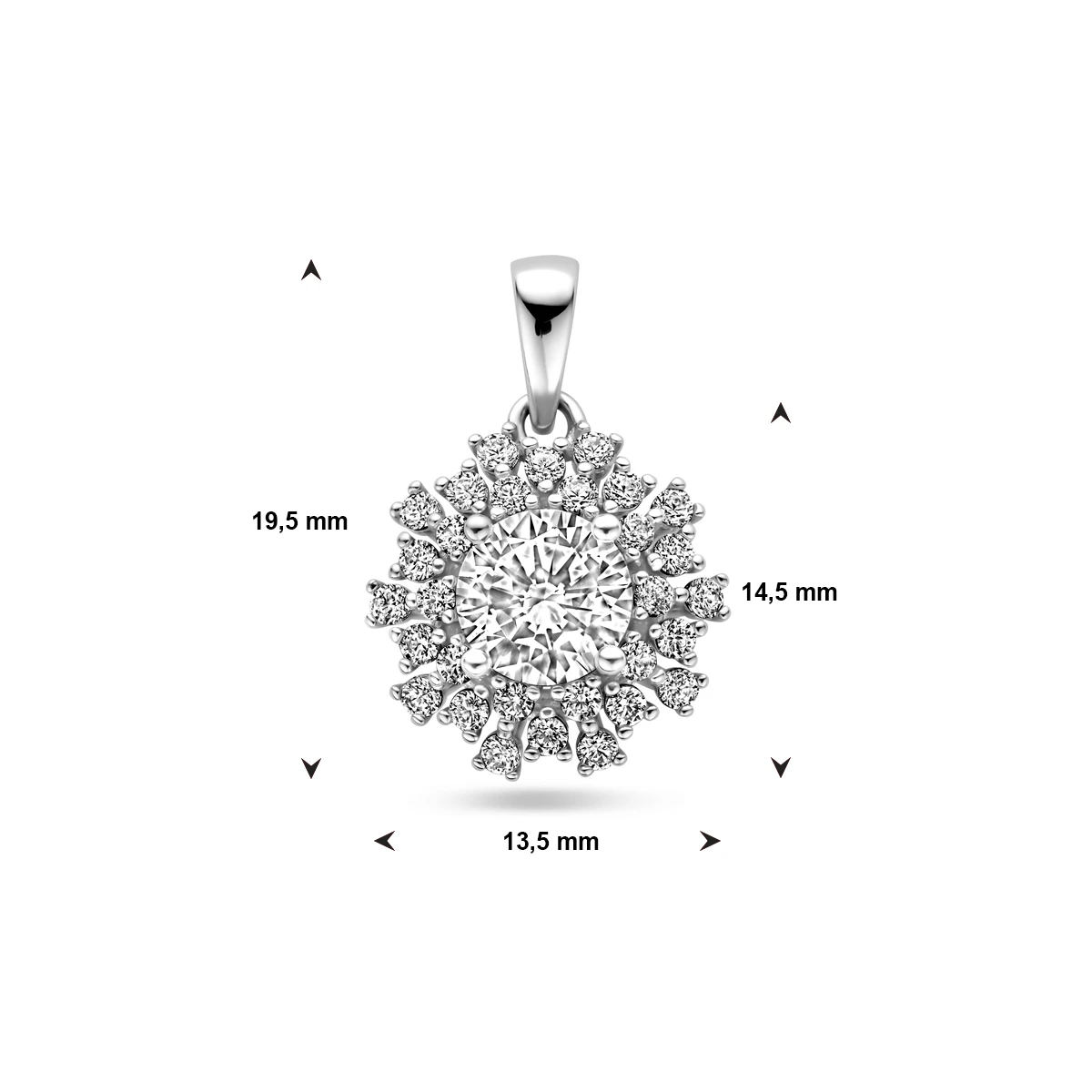 hanger zirkonia zilver gerhodineerd