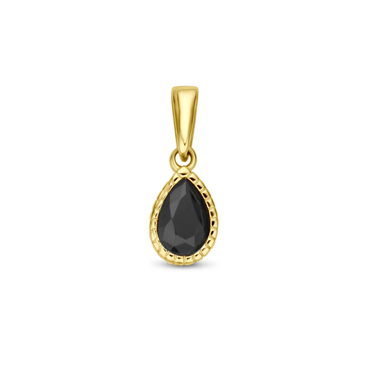 hanger zwart zirkonia 14 mm 14K geelgoud