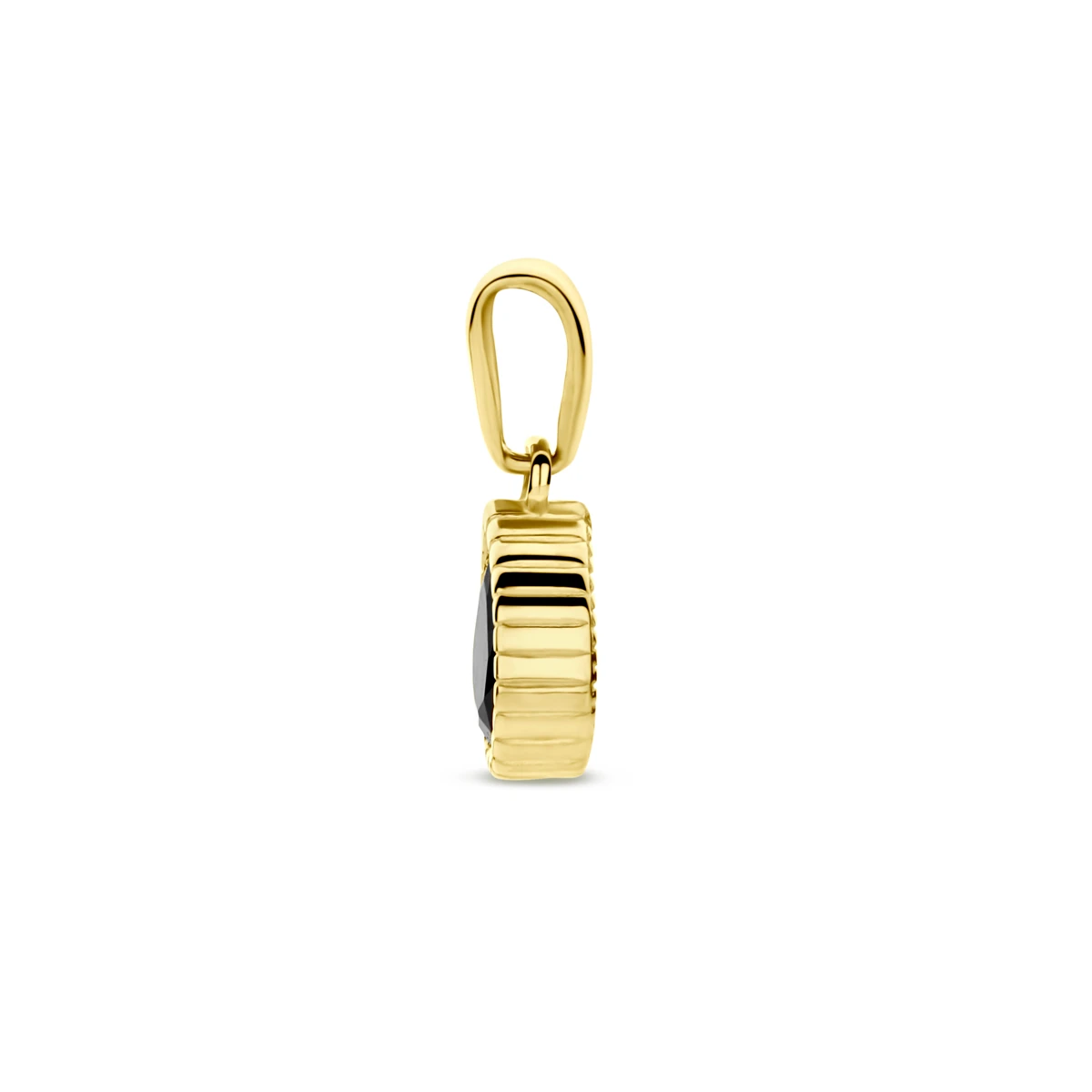 hanger zwart zirkonia 14 mm 14K geelgoud