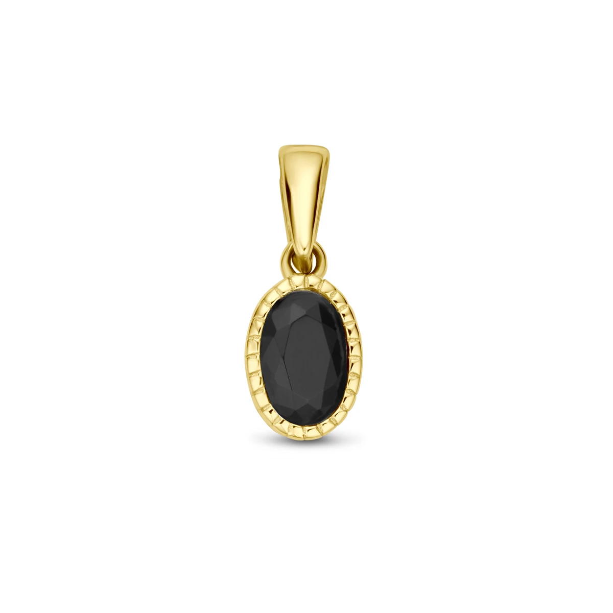 hanger zwart zirkonia 14 mm 14K geelgoud