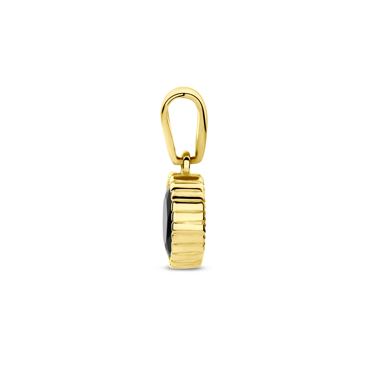 hanger zwart zirkonia 14 mm 14K geelgoud