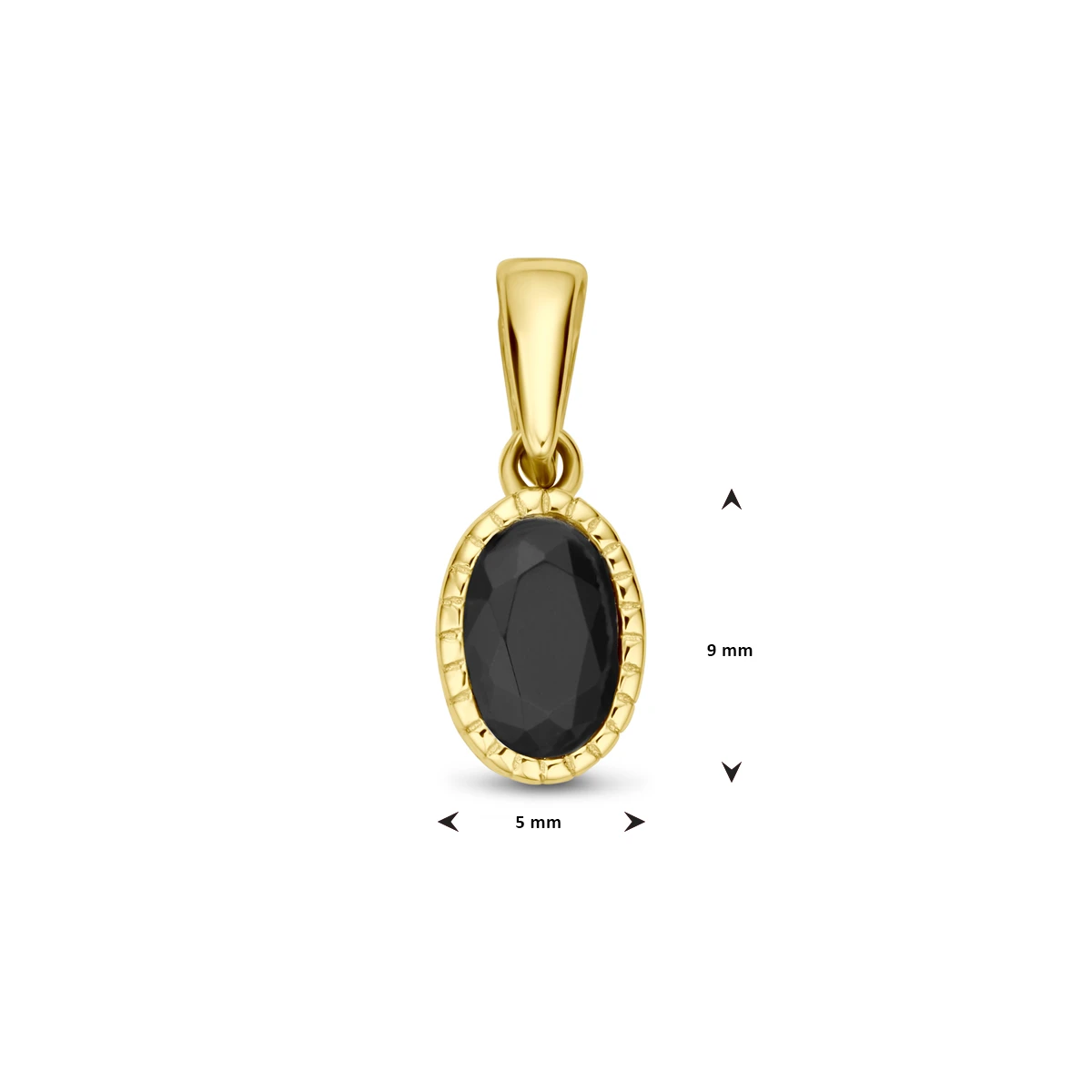 hanger zwart zirkonia 14 mm 14K geelgoud