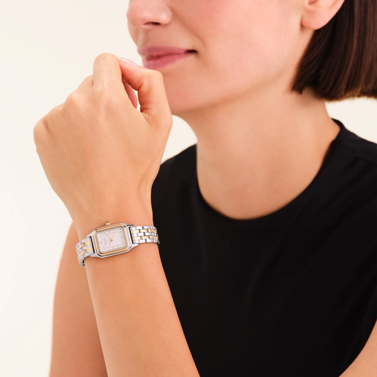 Ivy White Gold Roman numbers Steel Strap Duotone