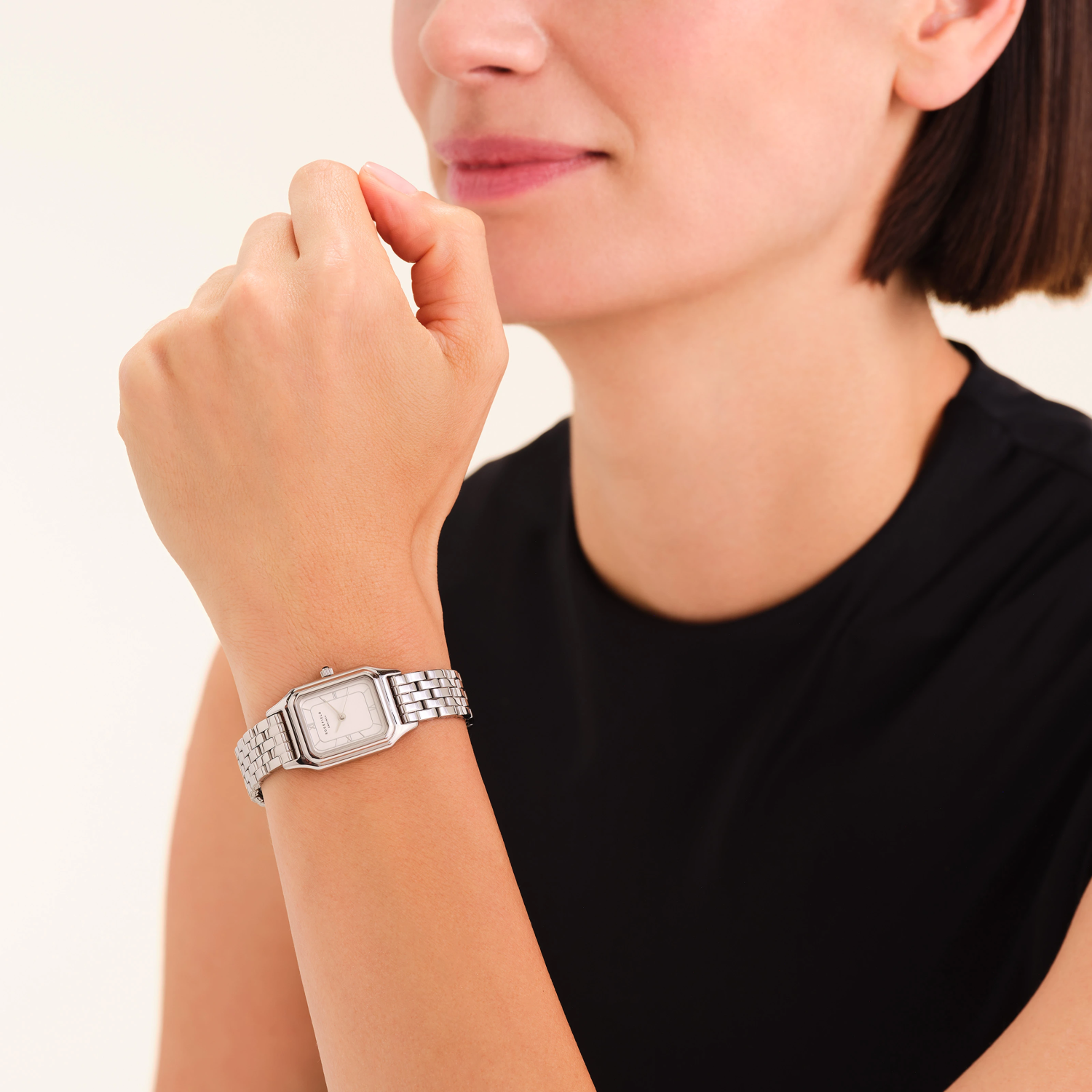 Ivy White Silver Roman numbers Steel Strap Silver
